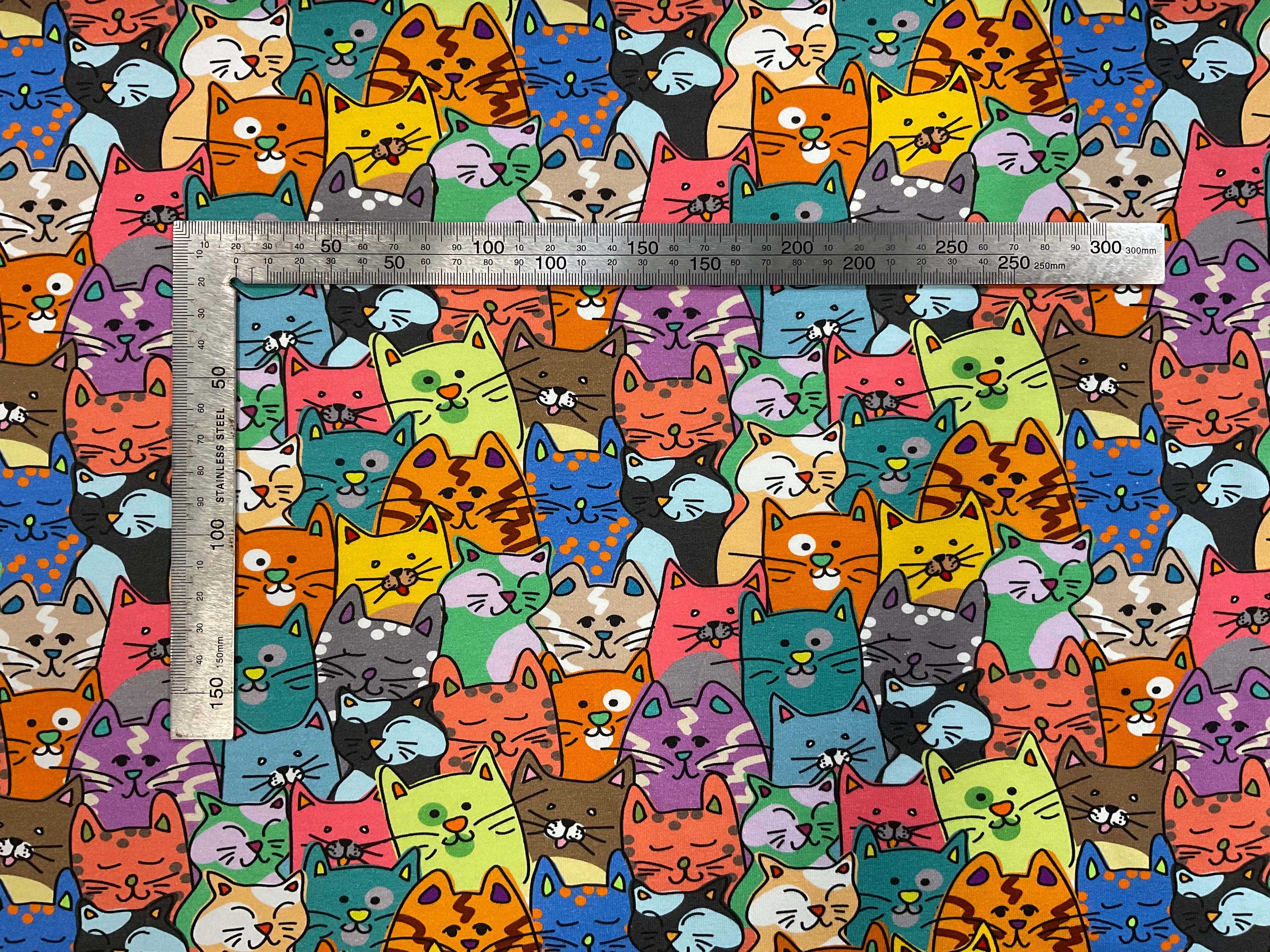 PRE ORDER Colourful Cats Cotton Jersey - DUE IN STOCK EARLY JUNE