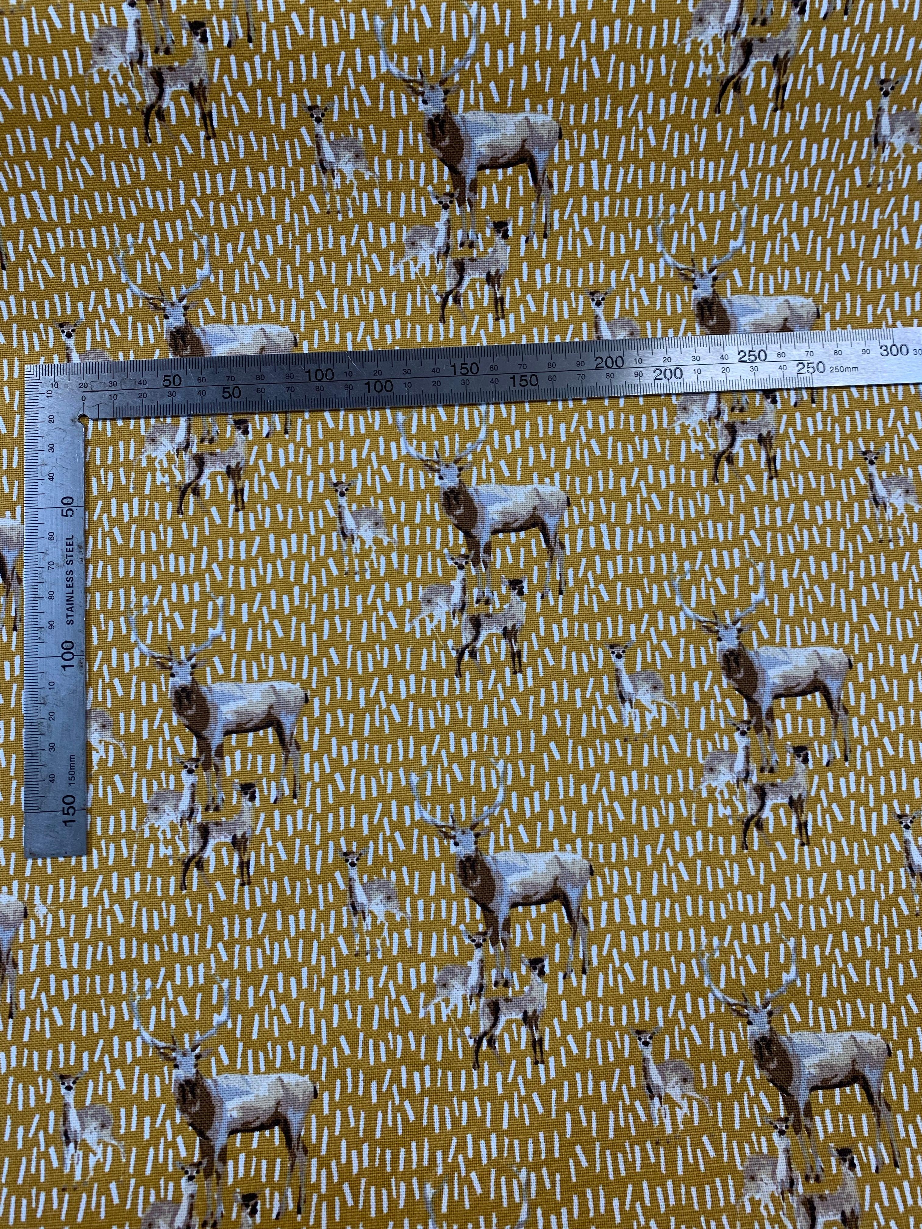 Deer family on Ochre Cotton Canvas