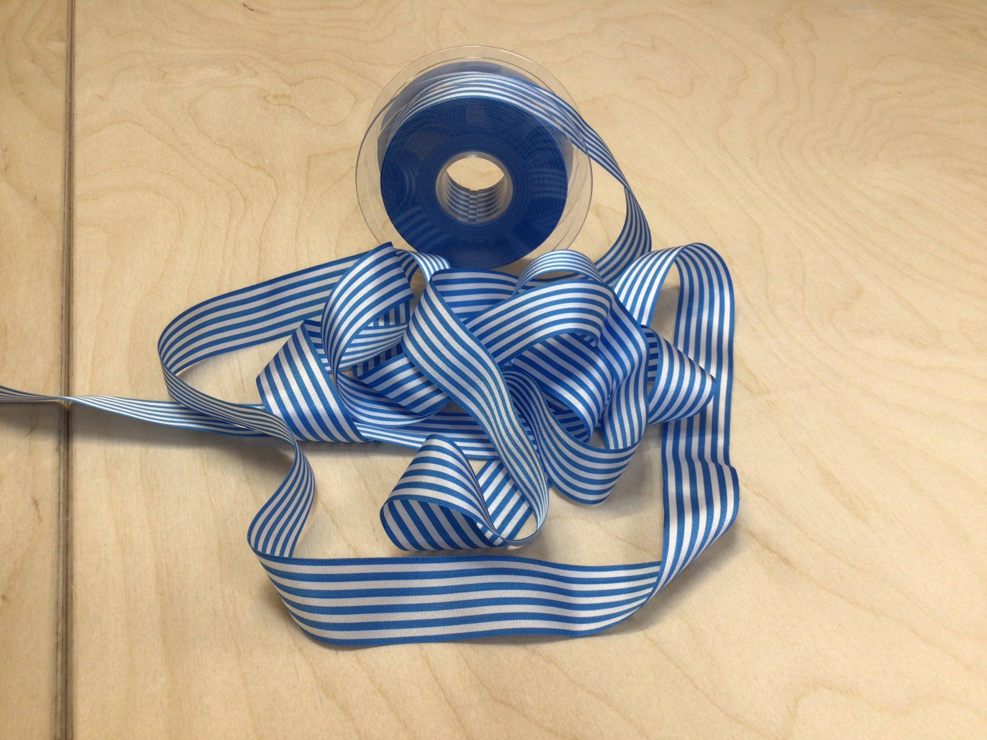 25mm Blue and White Stripe Ribbon – Little Legs Fabrics