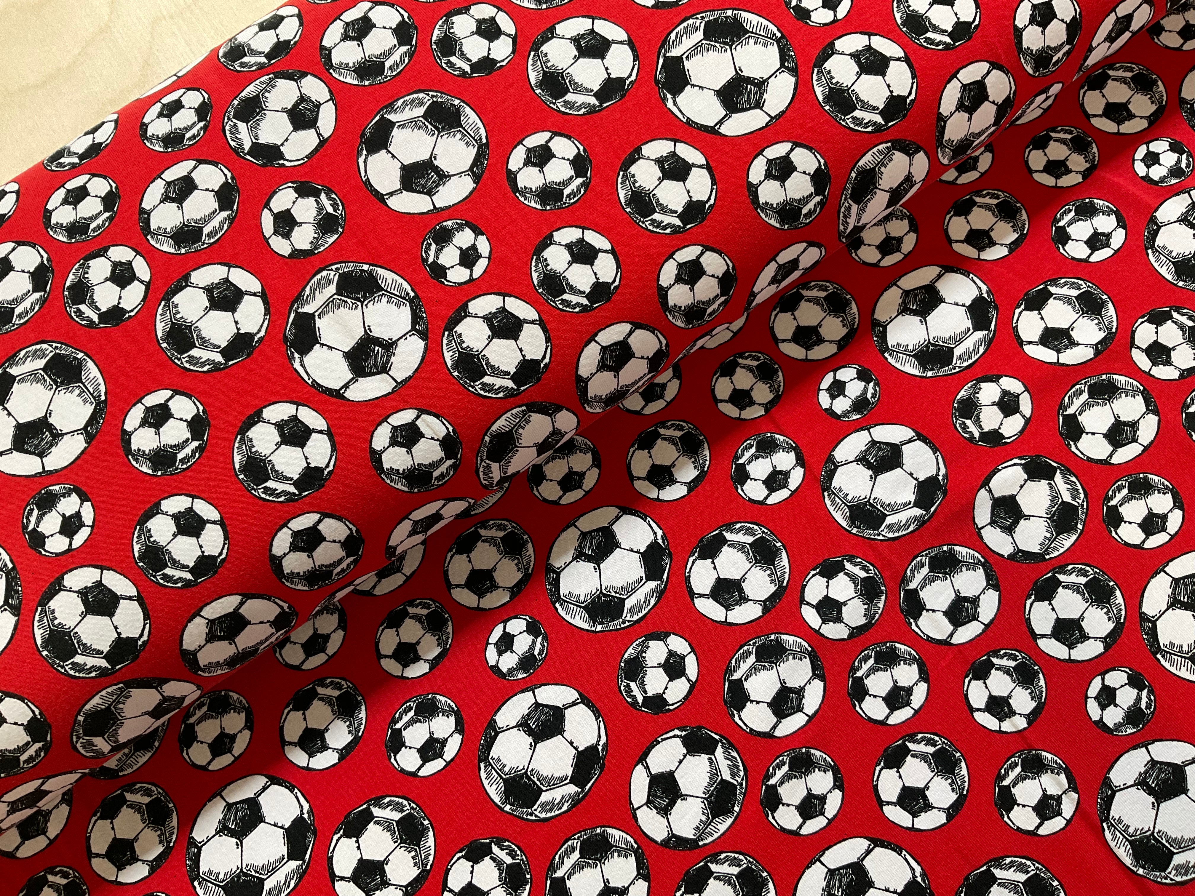 Footballs Cotton Jersey Fabric
