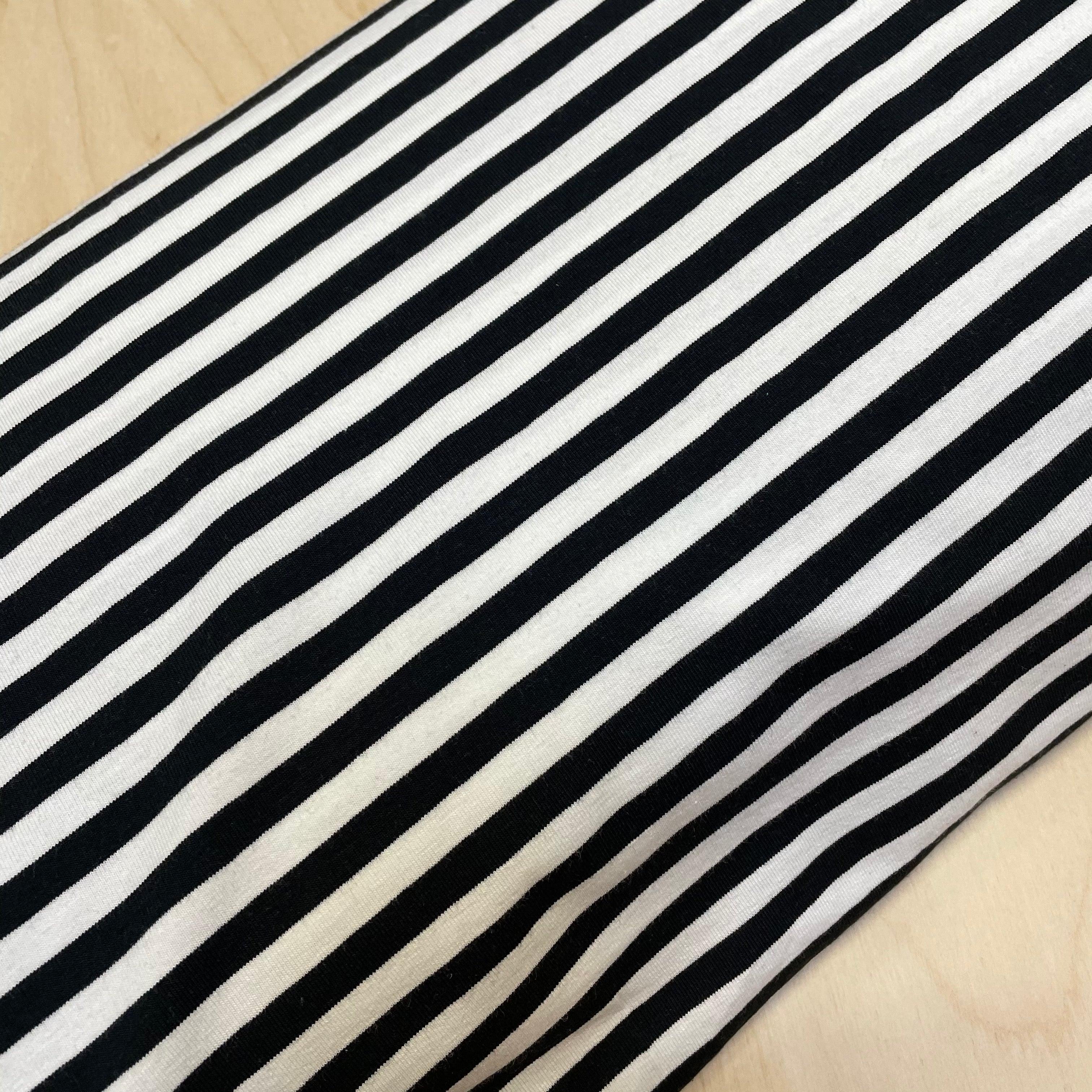 Navy and White 1cm stripes Cotton Jersey