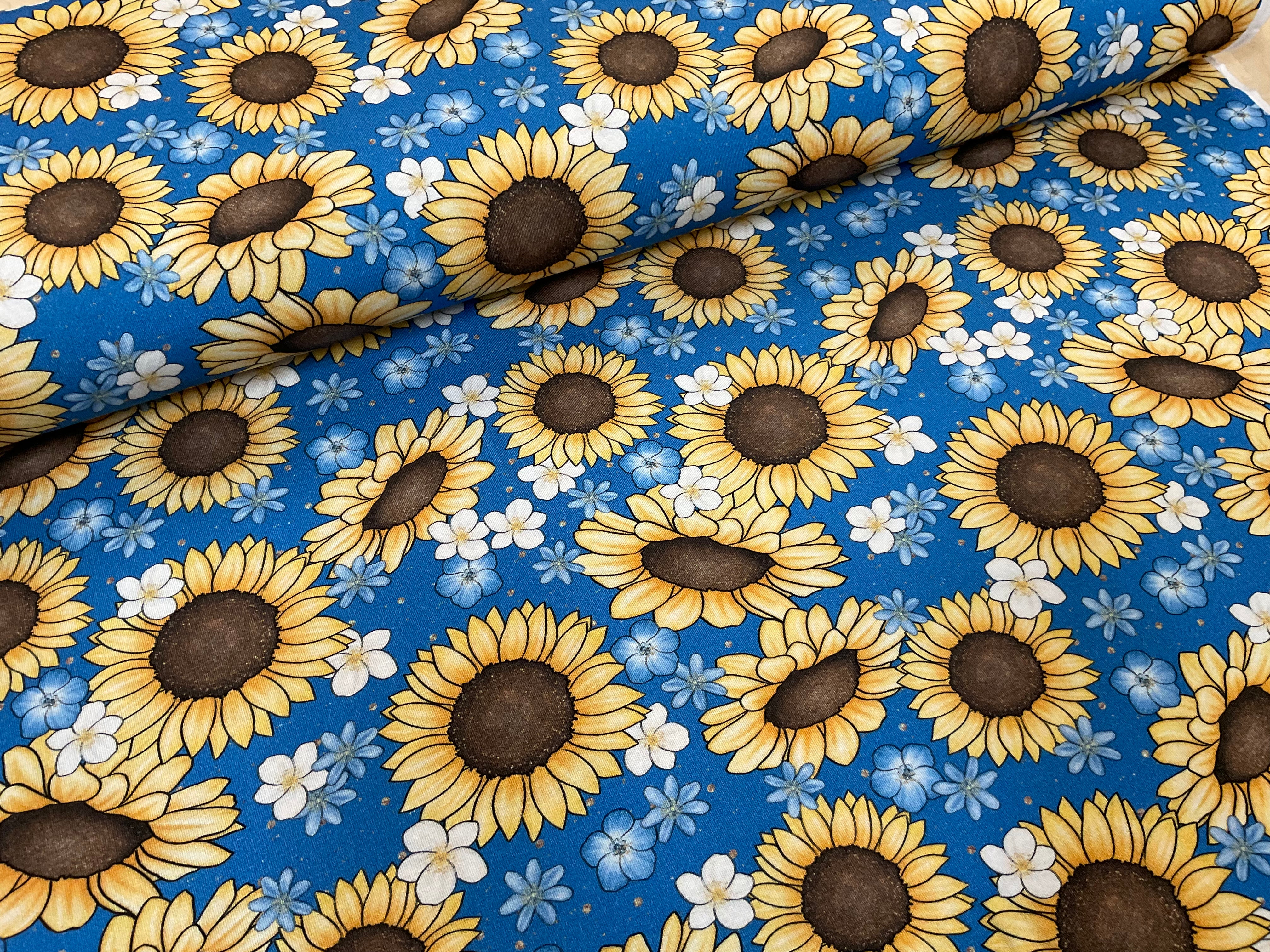 Sunflowers on Blue BAMBOO Jersey