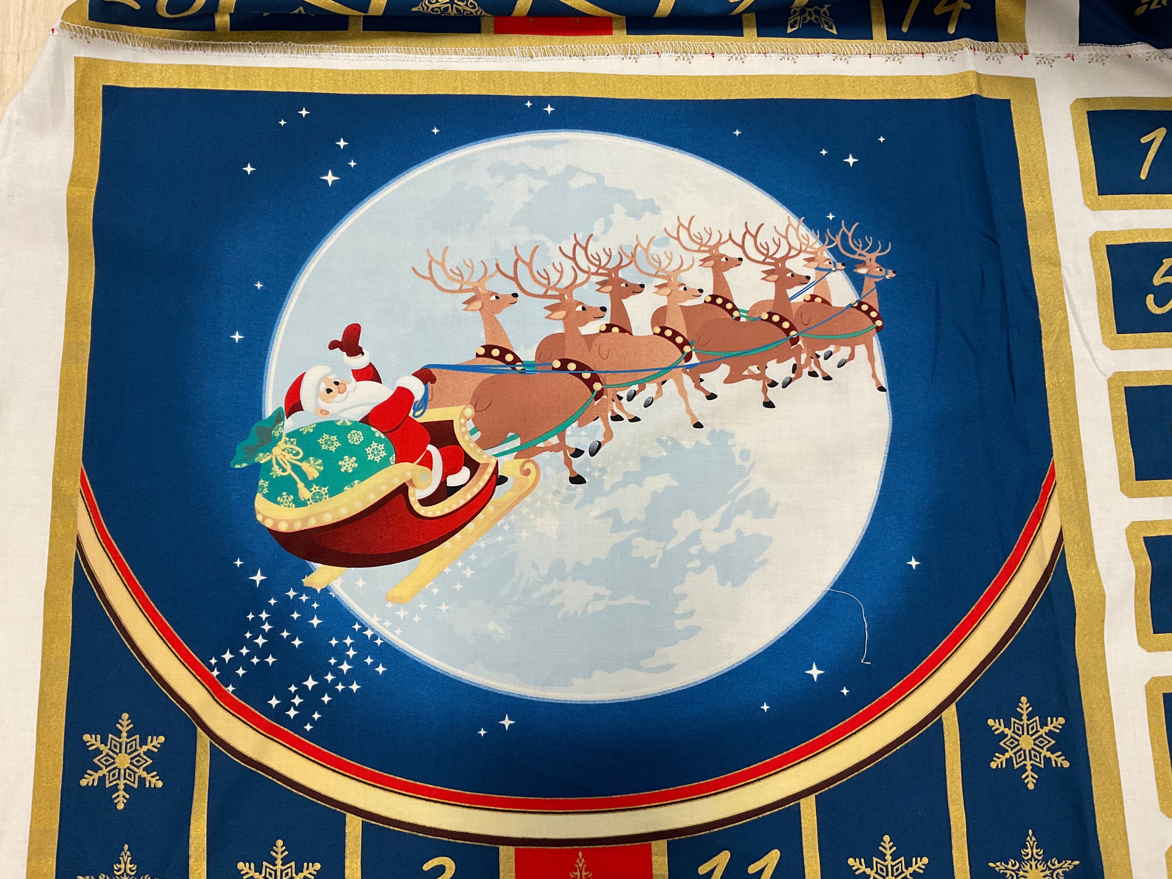 SALE Santa’s Sleigh Advent Calendar Cotton Panel