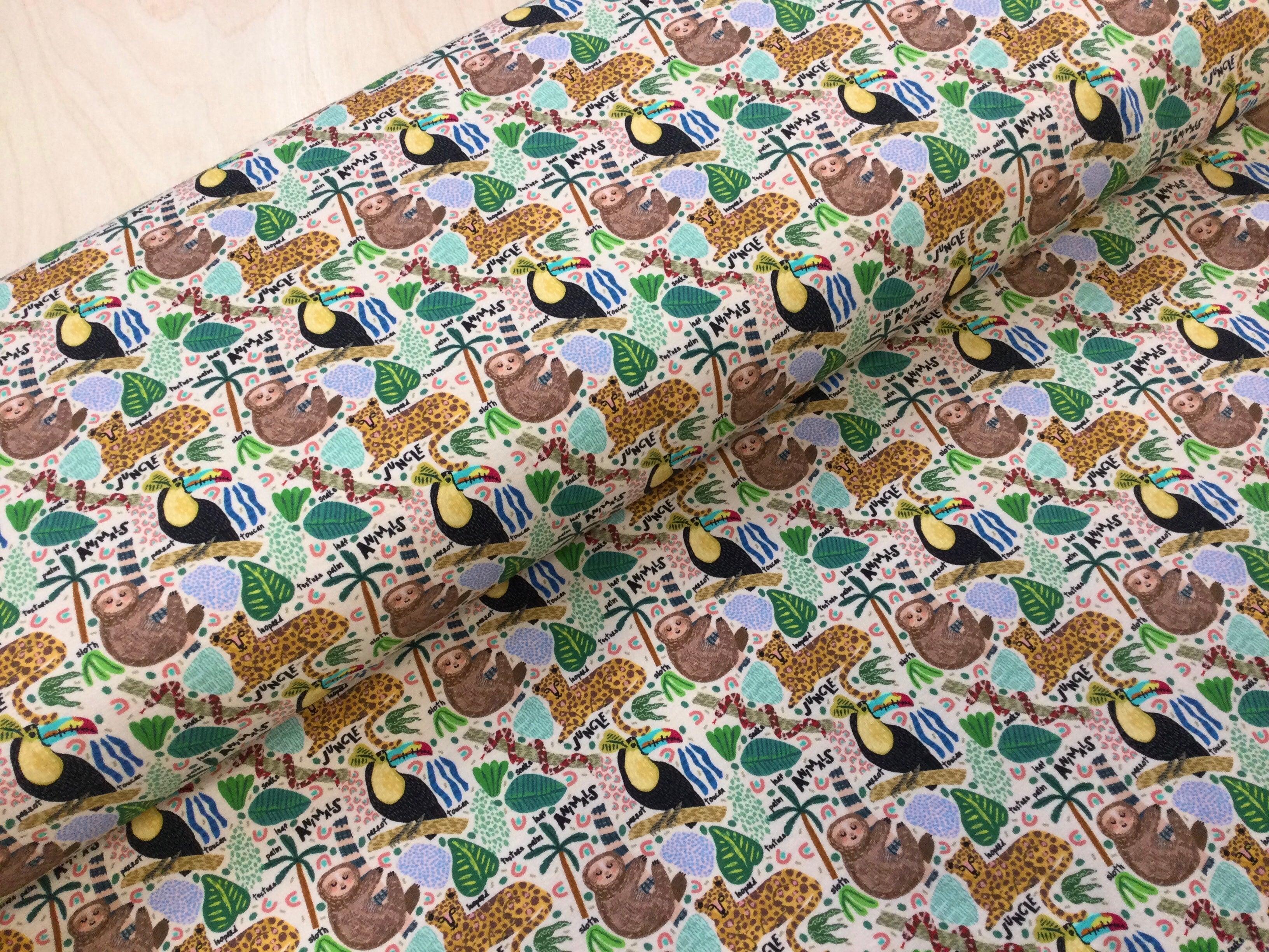 Jungle Animals Cotton Jersey Fabric
