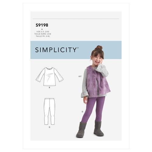 Simplicity S9198 Children’s Top, Vest and Legging Sewing Pattern