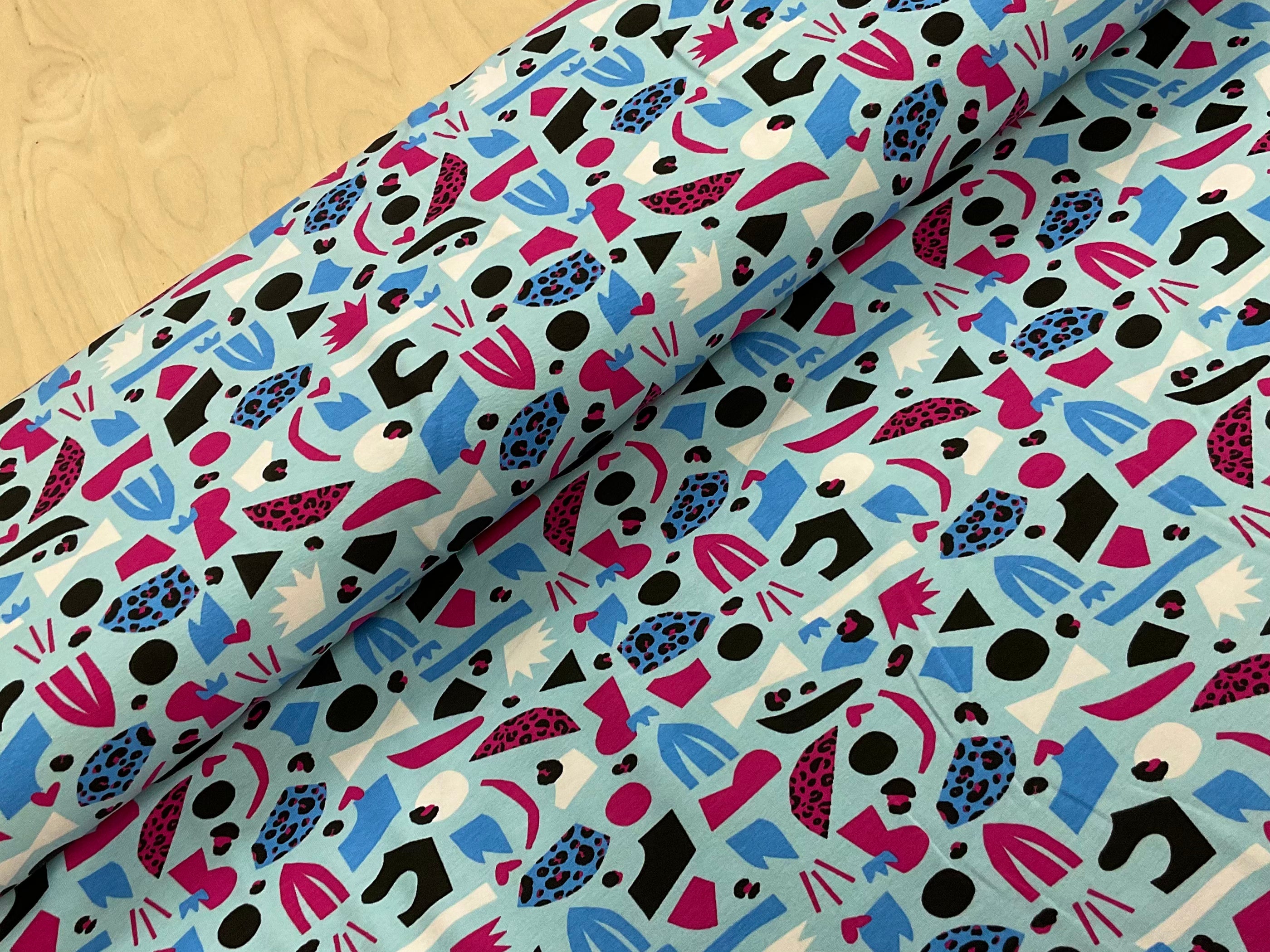 Leopard Print Shapes Cotton Jersey
