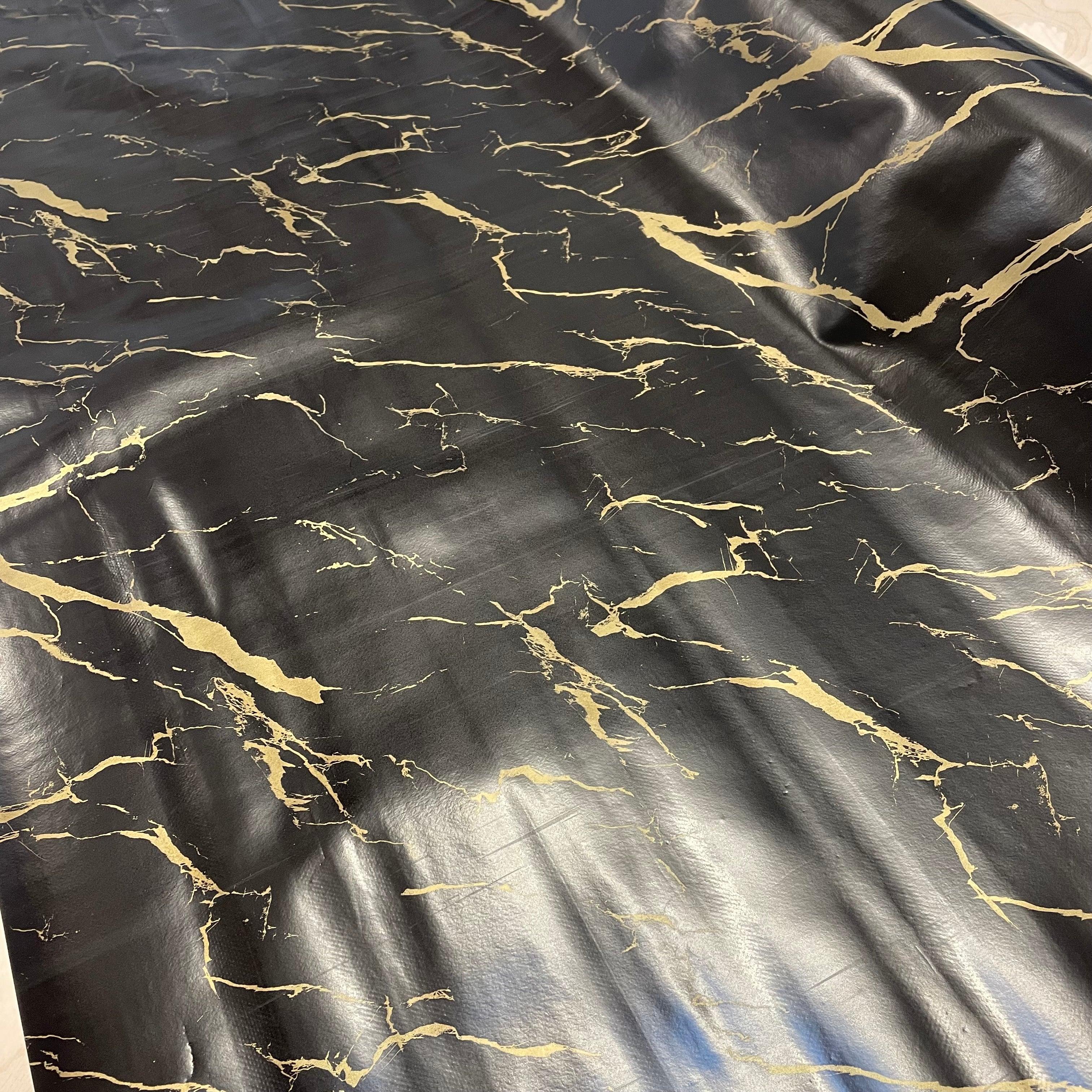 Black and Gold Marble PVC vinyl Oil cloth