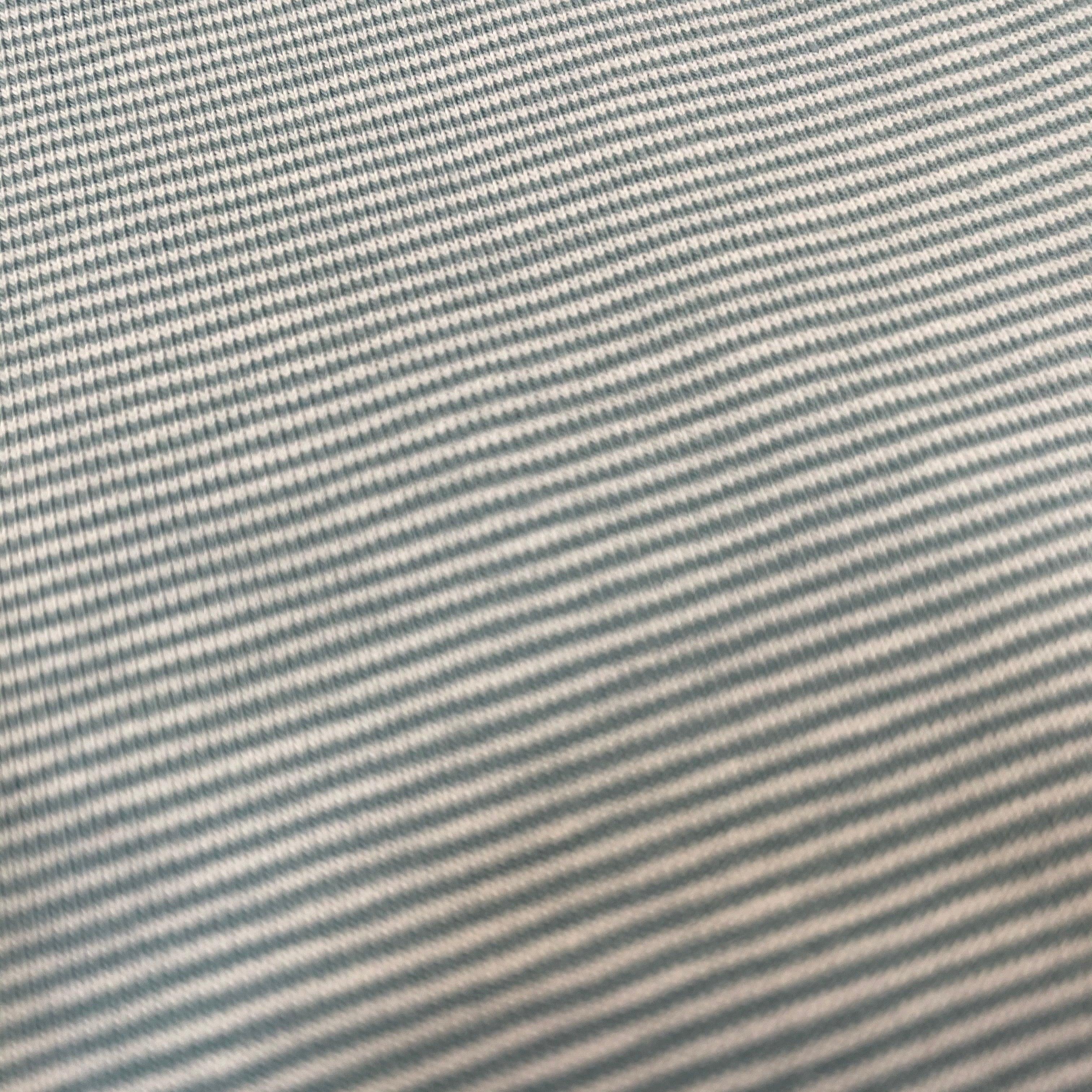 Dusty Mint and White 1mm Yarn Dyed Stripes Cotton Jersey Fabric