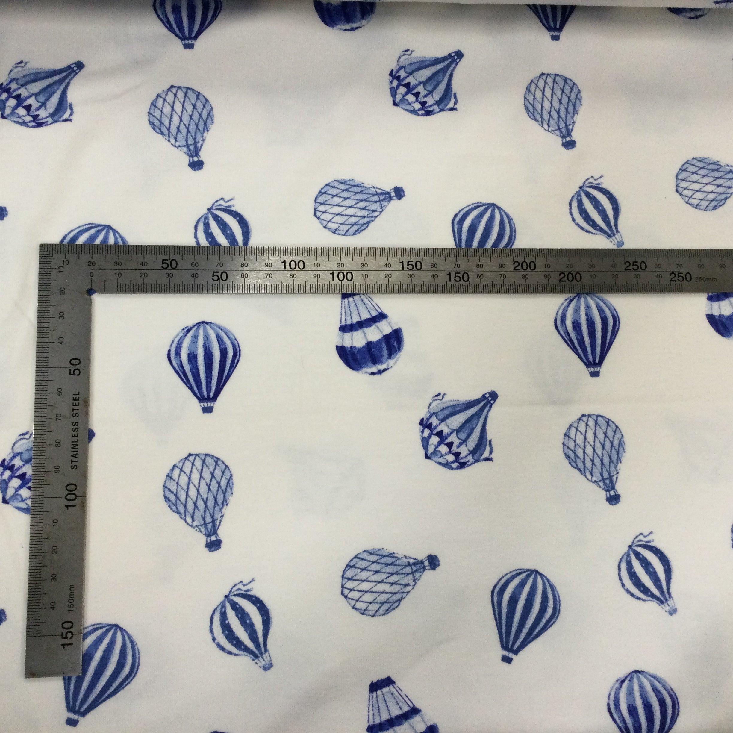 Hot Air balloons Blue GOTS Organic Cotton Jersey Fabric