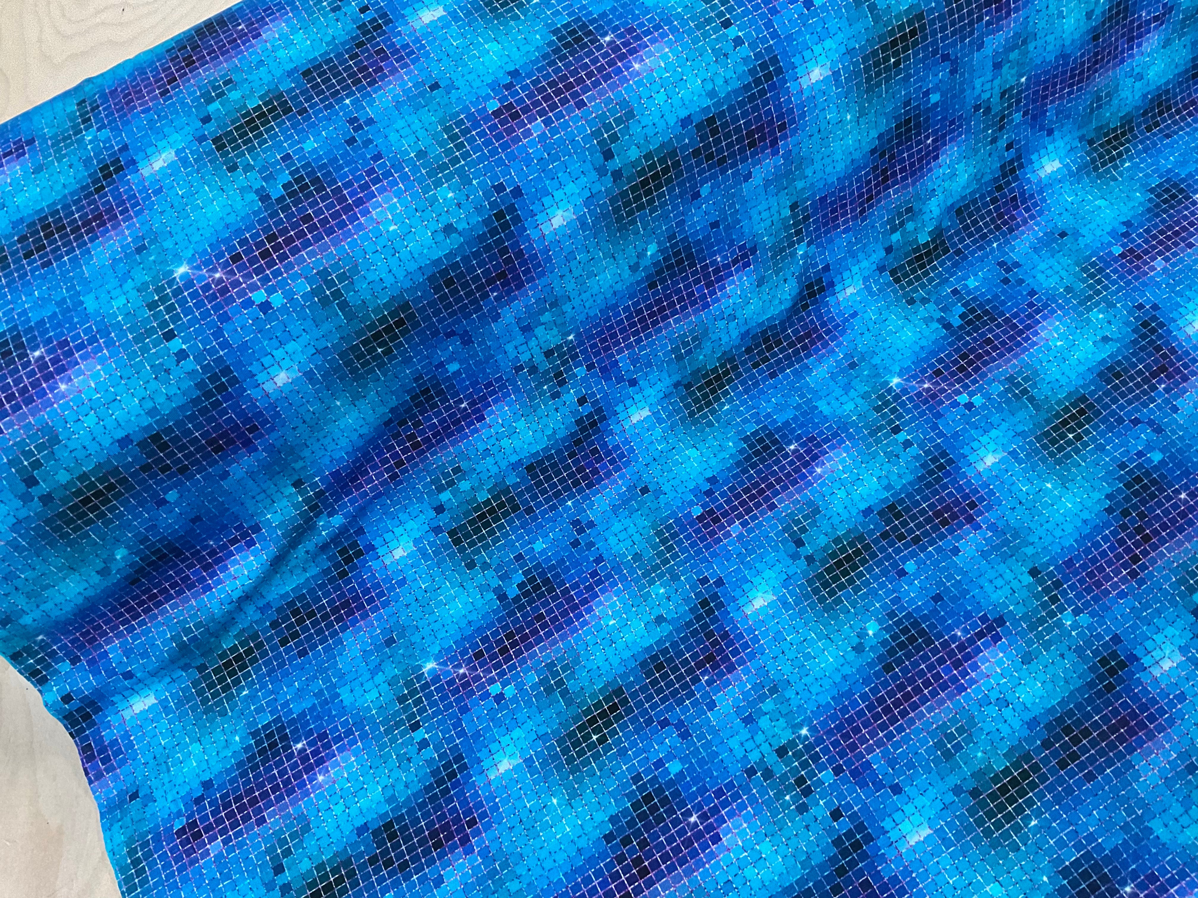 Sale Glitter Ball Electric Blue Cotton Jersey Fabric