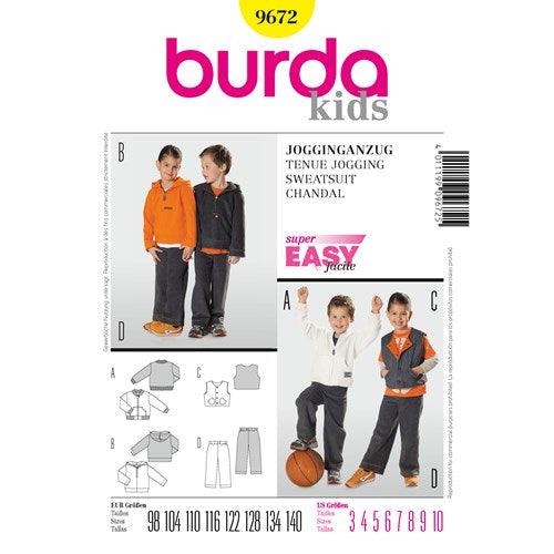 Burda Style 9672 Children’s Sweatsuit Sewing Pattern