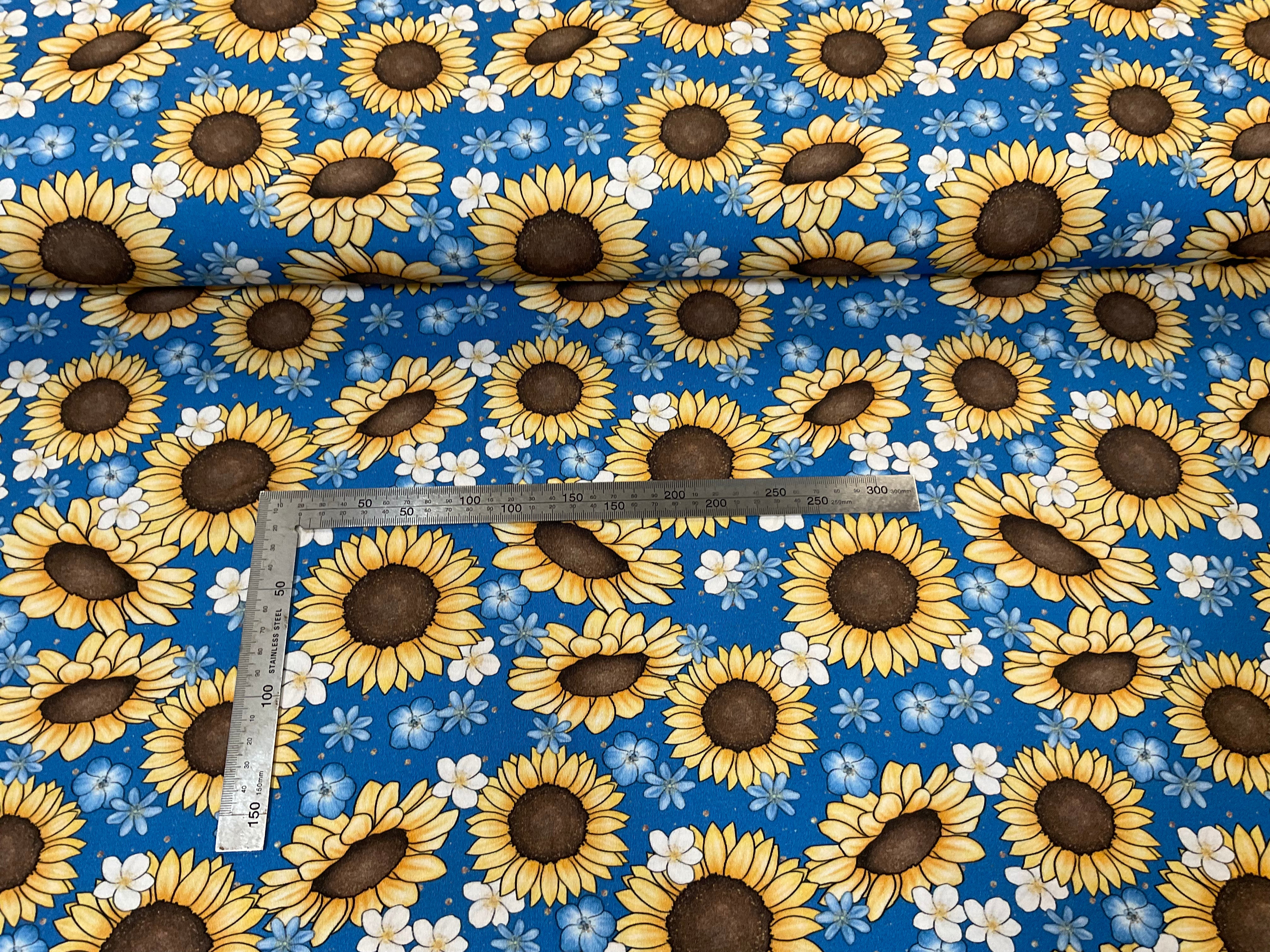 Sunflowers on Blue BAMBOO Jersey