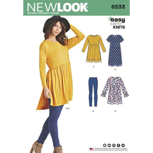 New Look 6533 Top, Dress and Legging Sewing Pattern