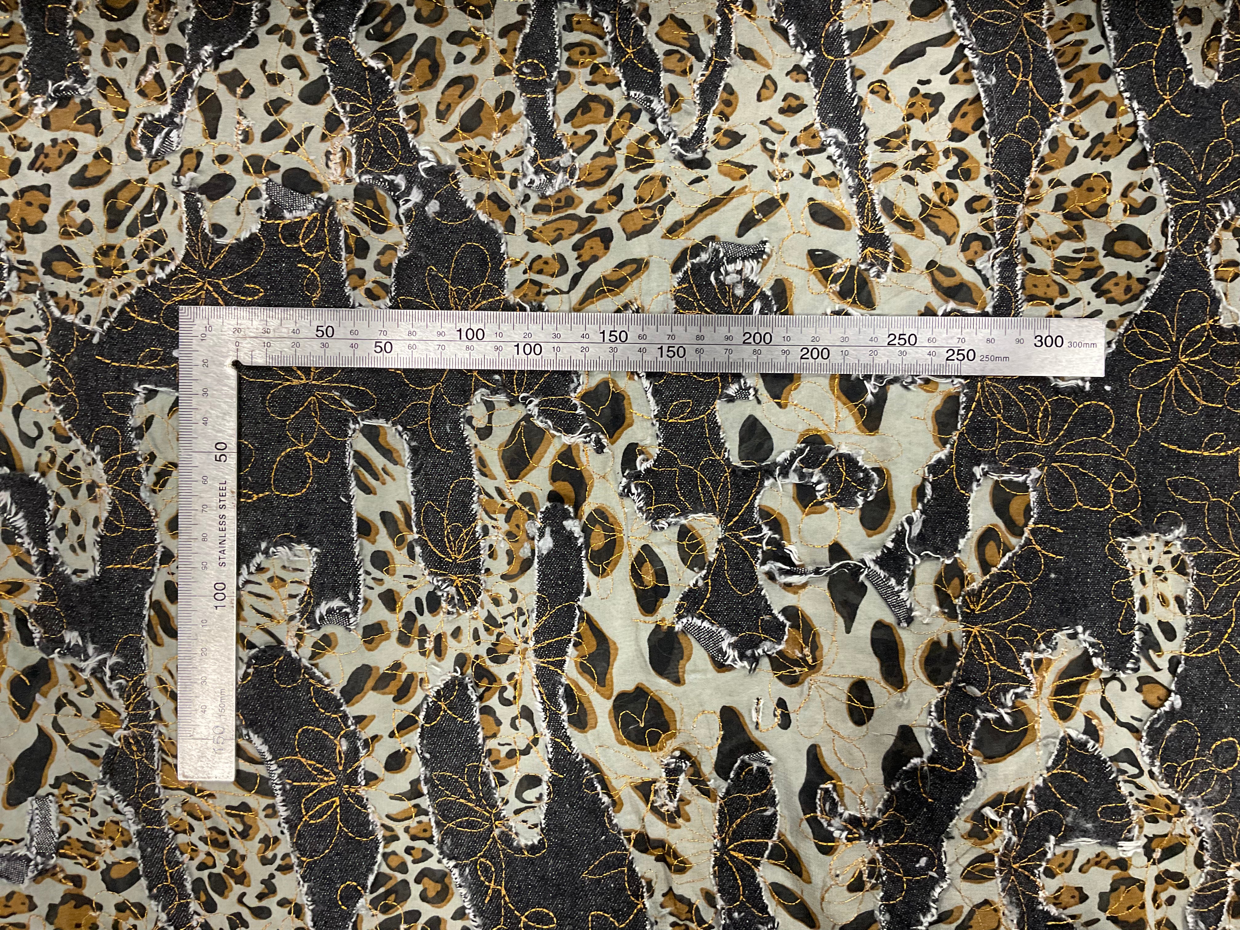 Leopard Print 100% Cotton with Appliquéd Denim and Embroidery