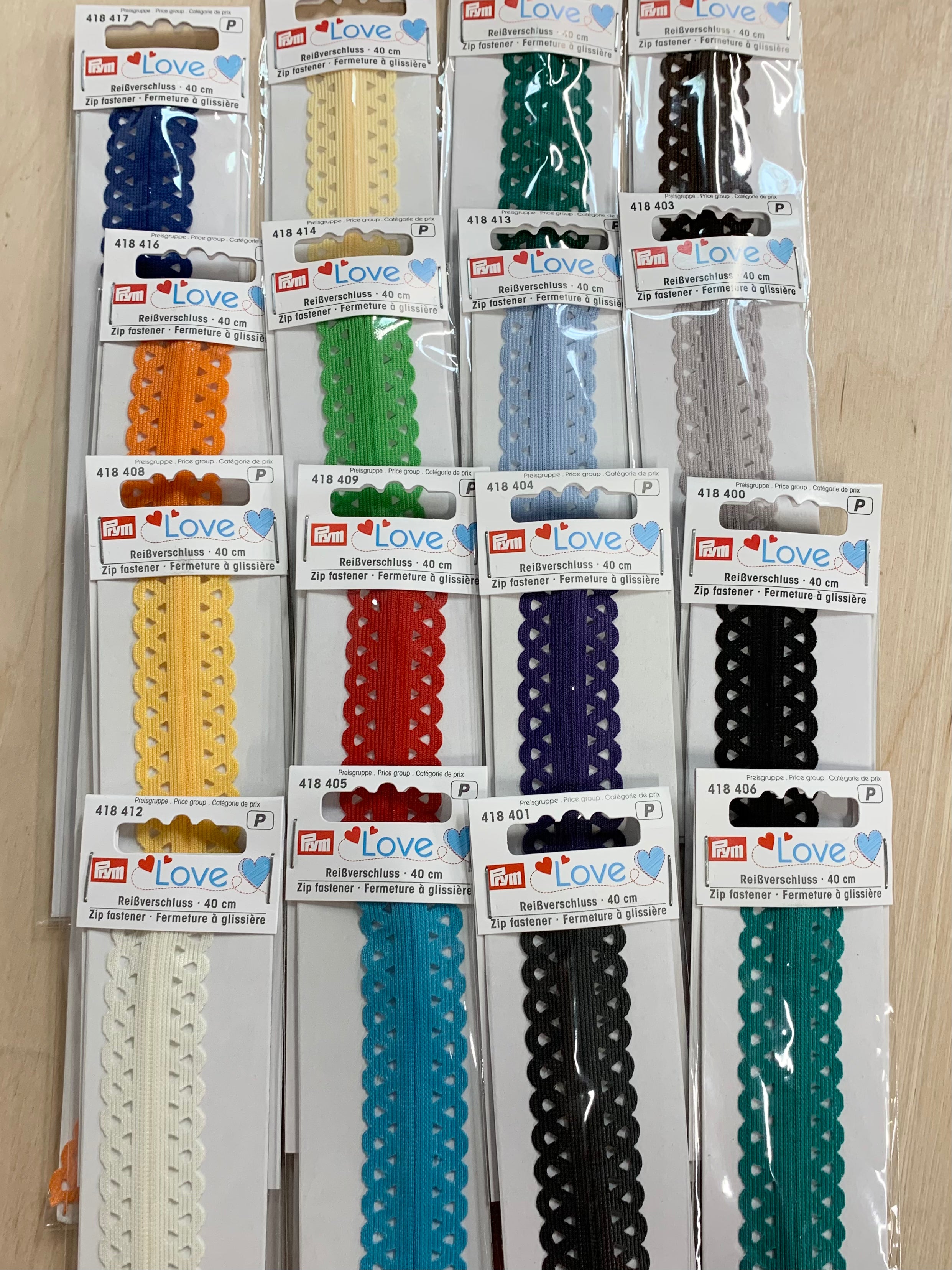 Prym 40cm Love Lace Closed Ended Zips - Various Sizes and Colours