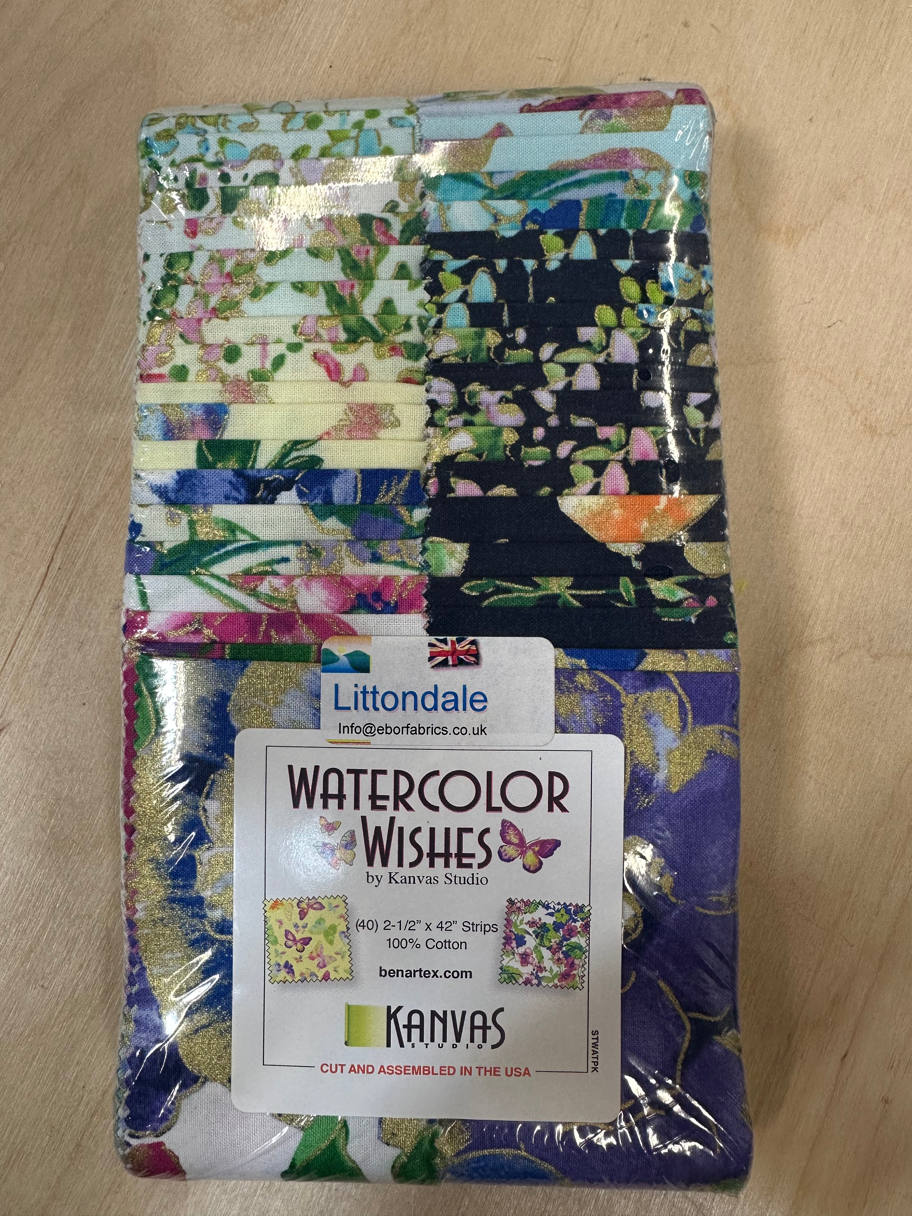 Watercolour Wishes 100% Quilting Cotton Strip-Pies Collection