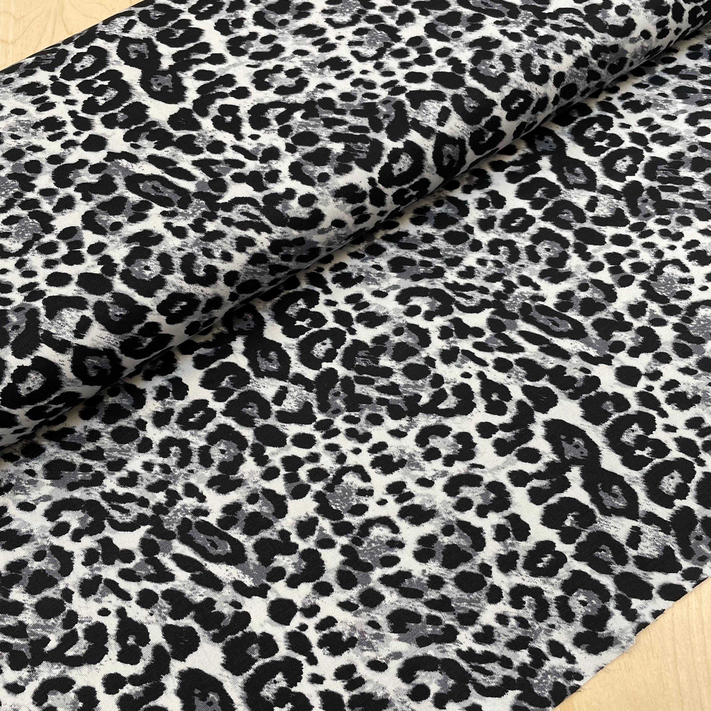 Leopard Print Grey Cotton Twill