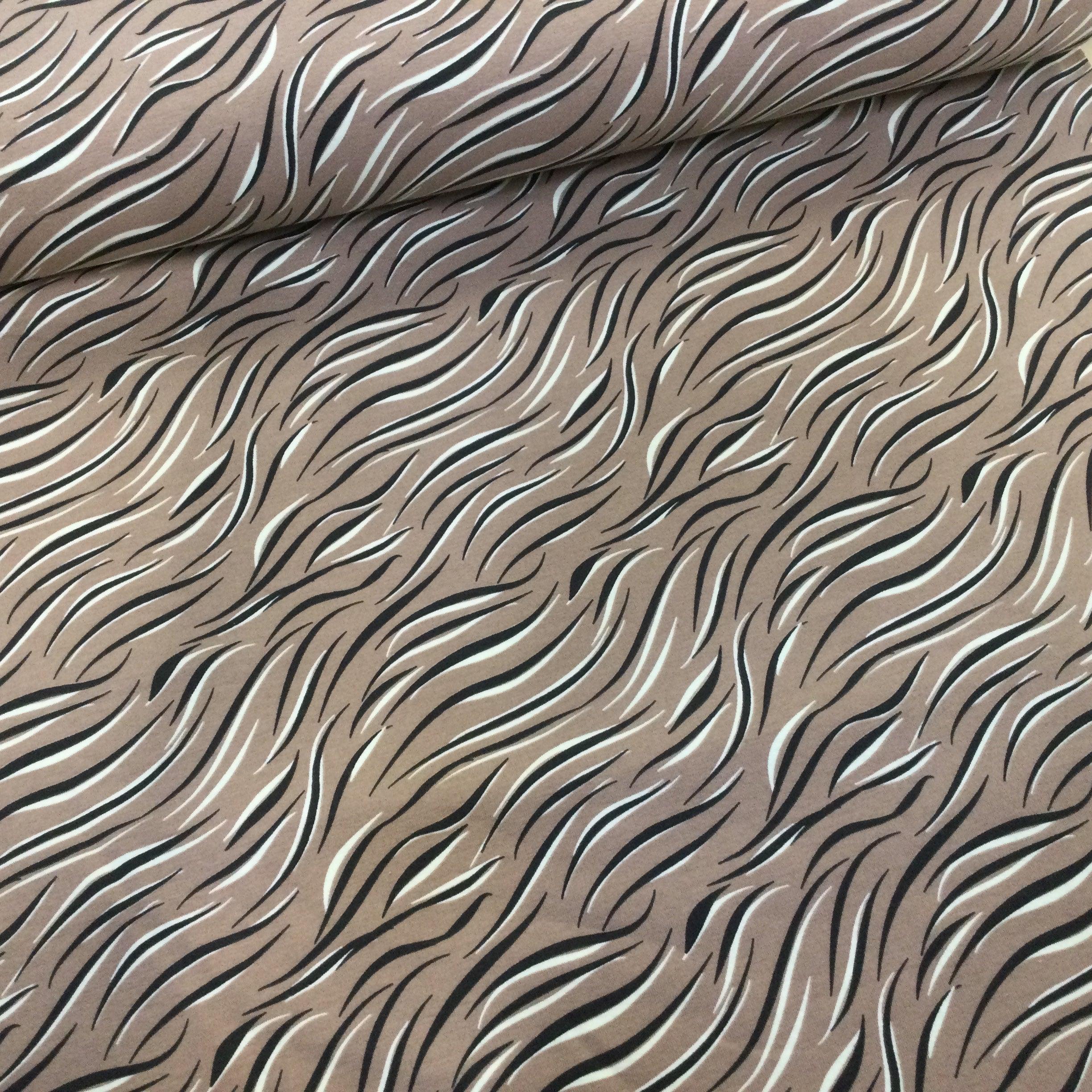 Animal Stripes Taupe Cotton Jersey