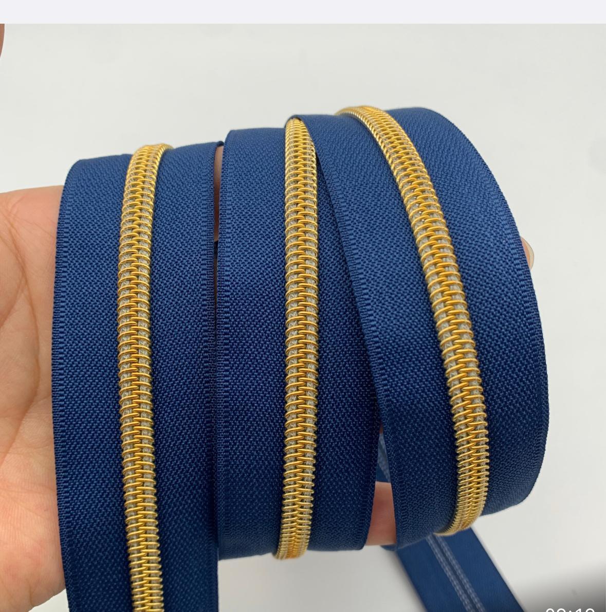 Navy / Gold Teeth Continuous Zipper Tape