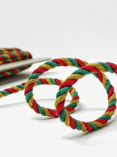 6mm Green/Red and Gold Drawstring Cord