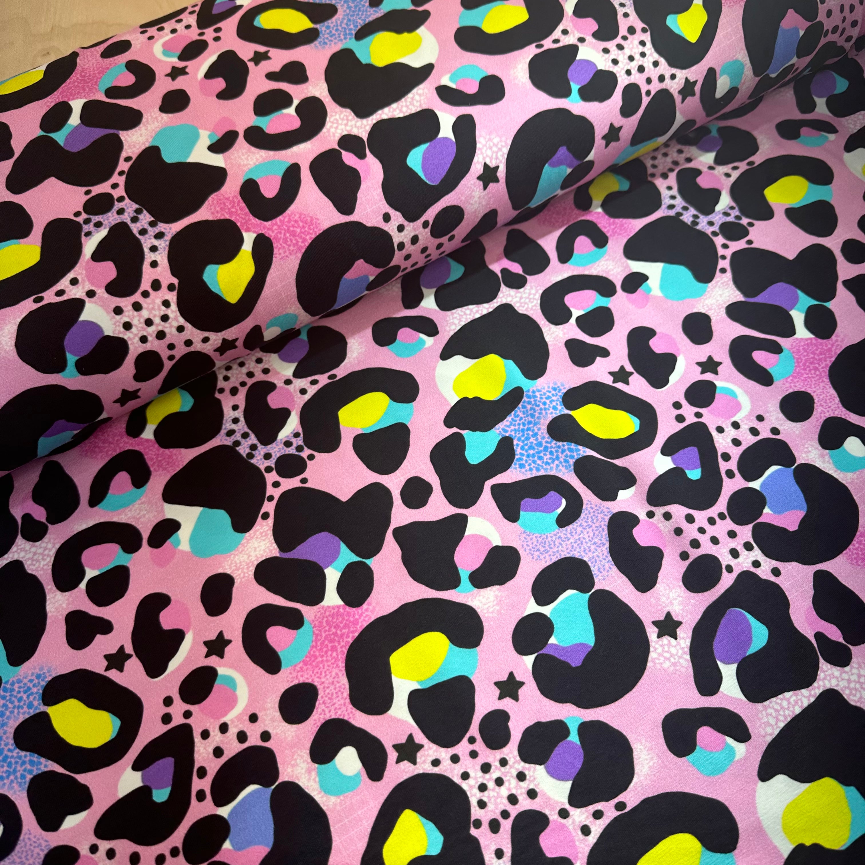 PRE ORDER Pink Carnival Leopard Cotton Jersey- DUE IN STOCK EARLY APRIL