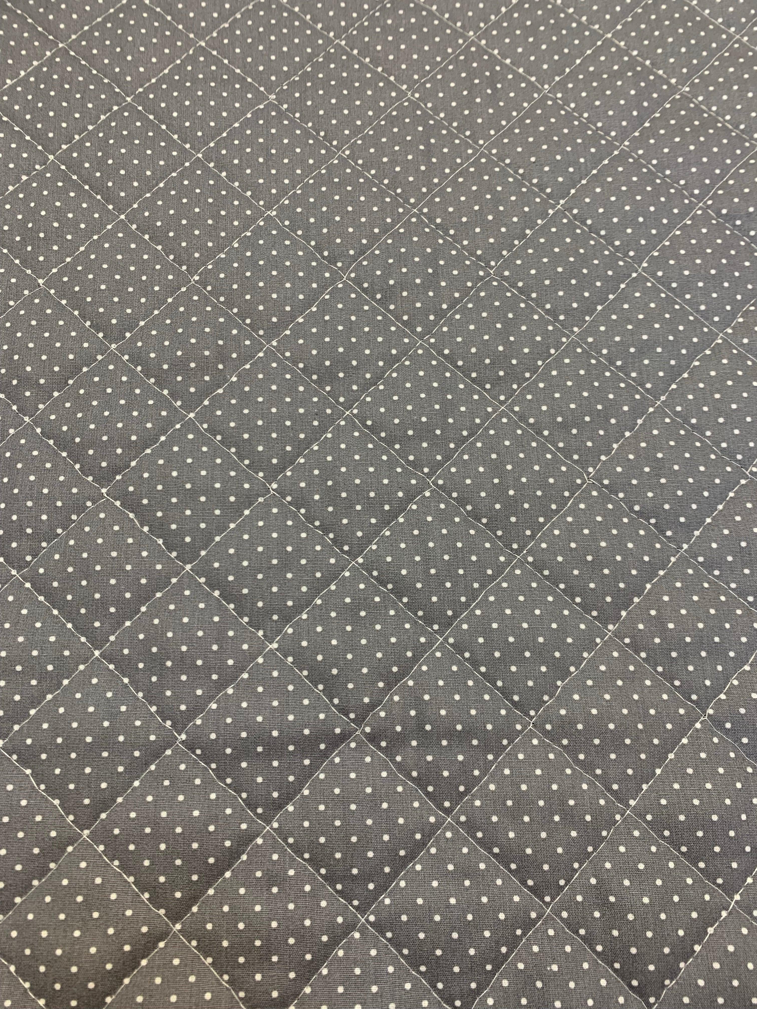 Stars and Dots Grey and White Reversible Quilted Fabric