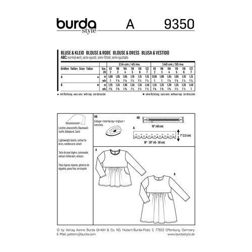 Burda Style  B9350 Child's Dresses Sewing Pattern