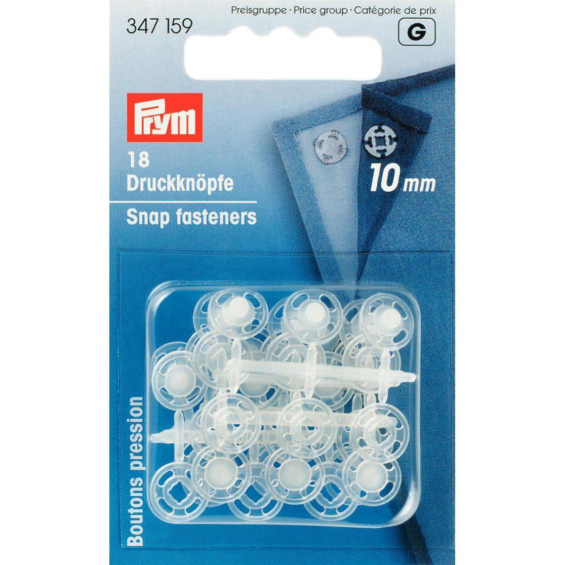 Prym 18 Transparent Plastic Snap Fasteners 10mm