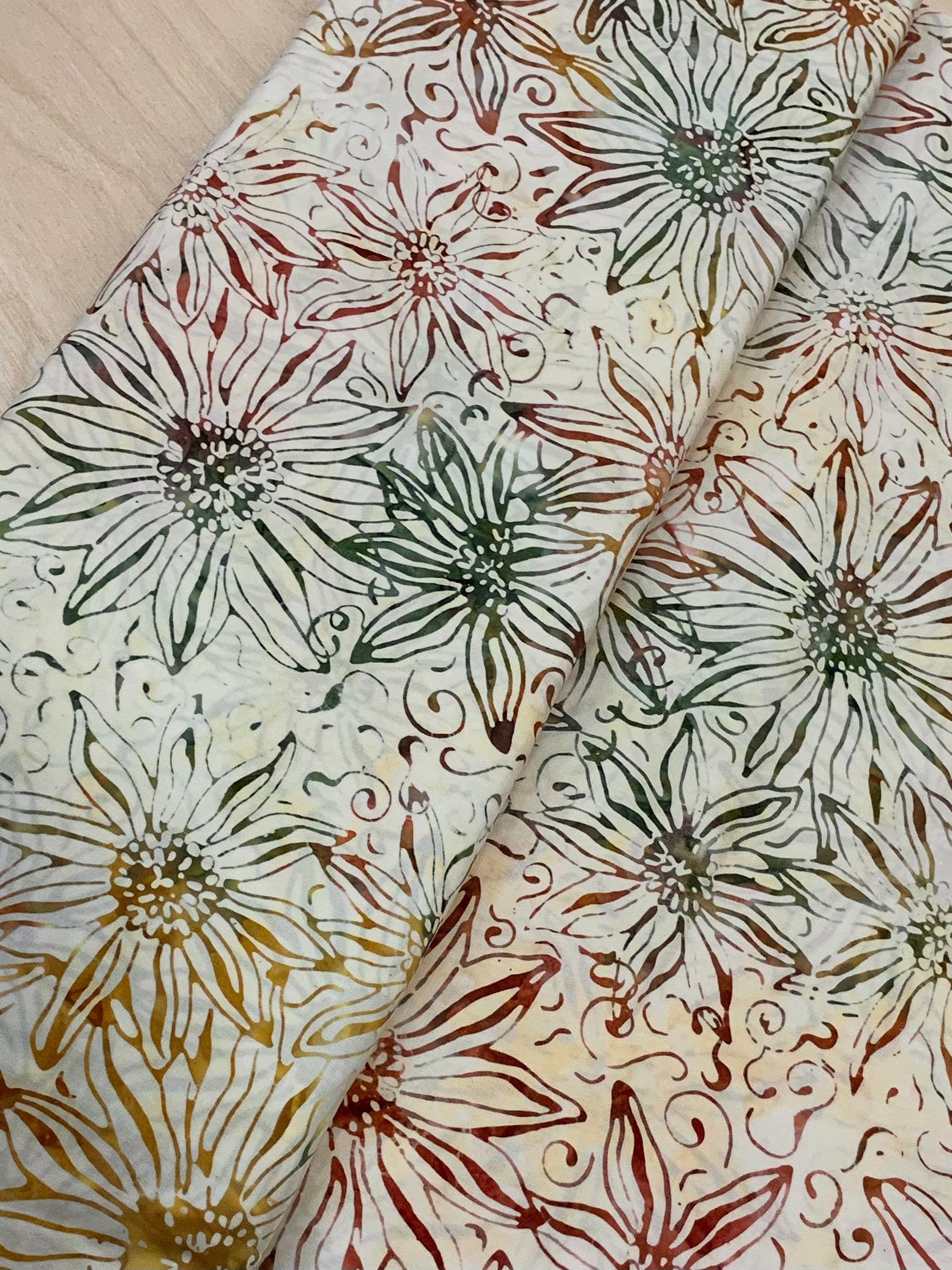 Printed Sunflower Batik Cotton